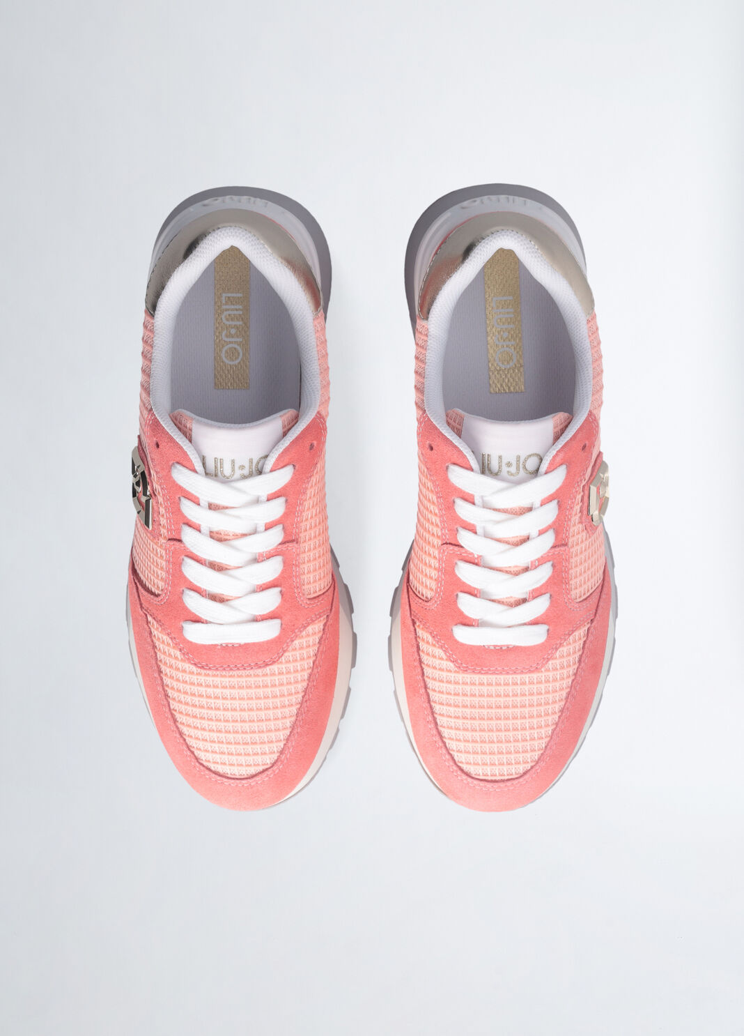 Plateau-Sneaker aus Veloursleder und Mesh rosa Liu Jo - large image number 7