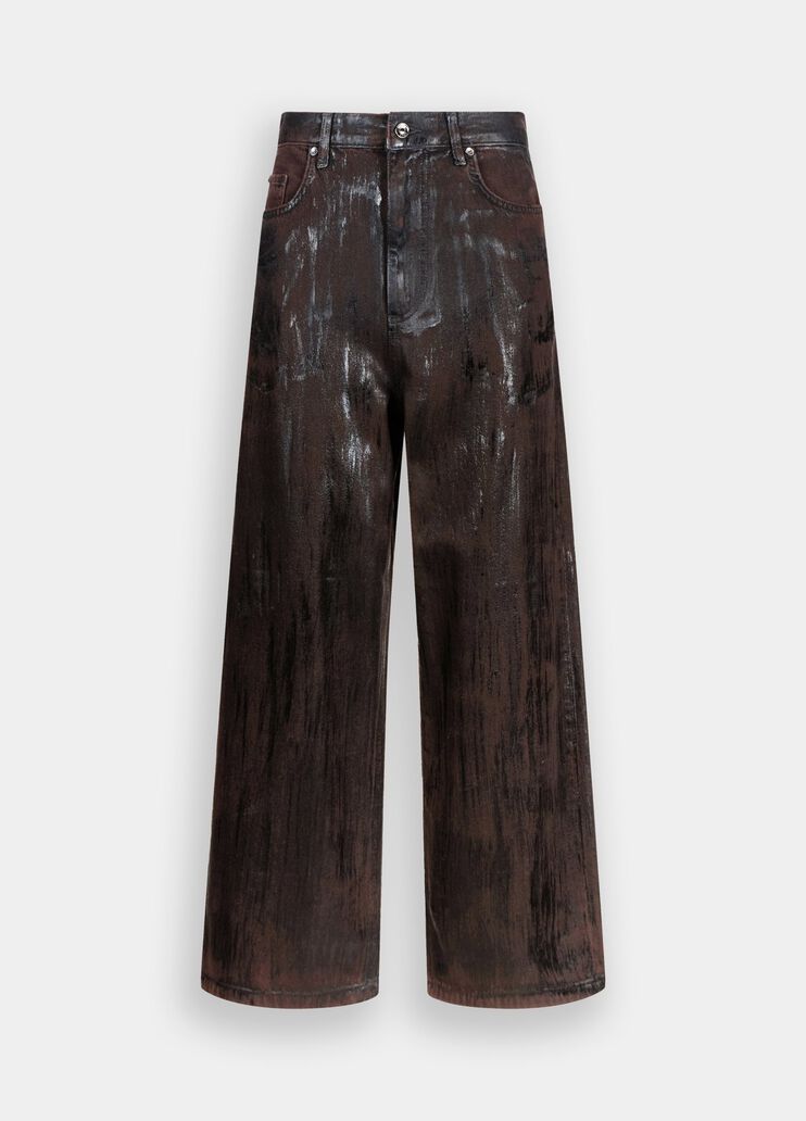 Flared jeans with coated detailing brown denim Liu Jo - large image number 6