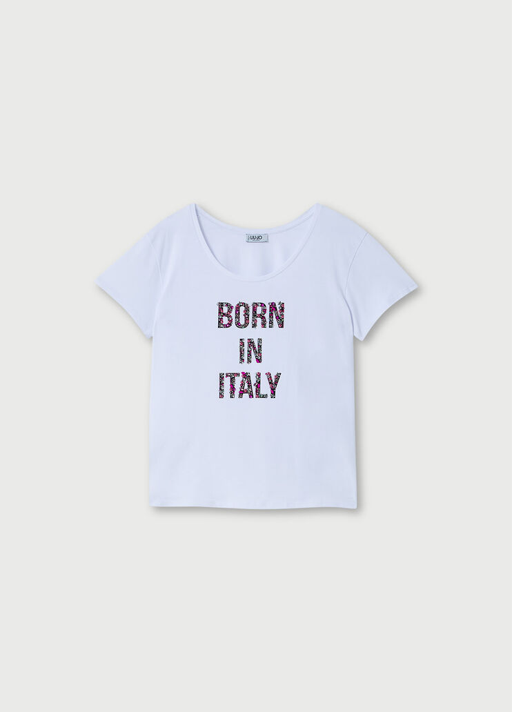 T-shirt with precious stones Pink Liu Jo - large image number 4