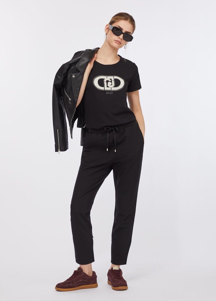 Joggers with drawstring black Liu Jo - large image number 4