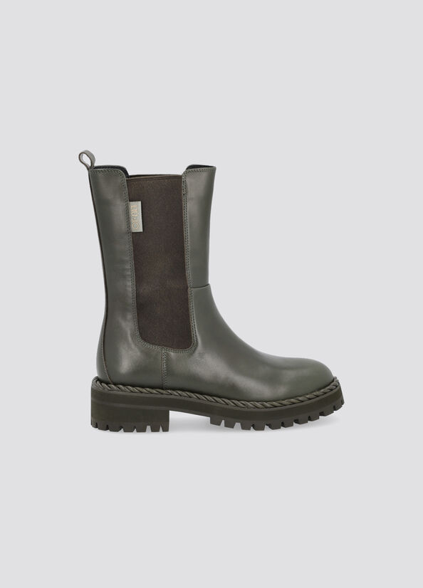 Leather ankle boots olive Liu Jo - large image number 0