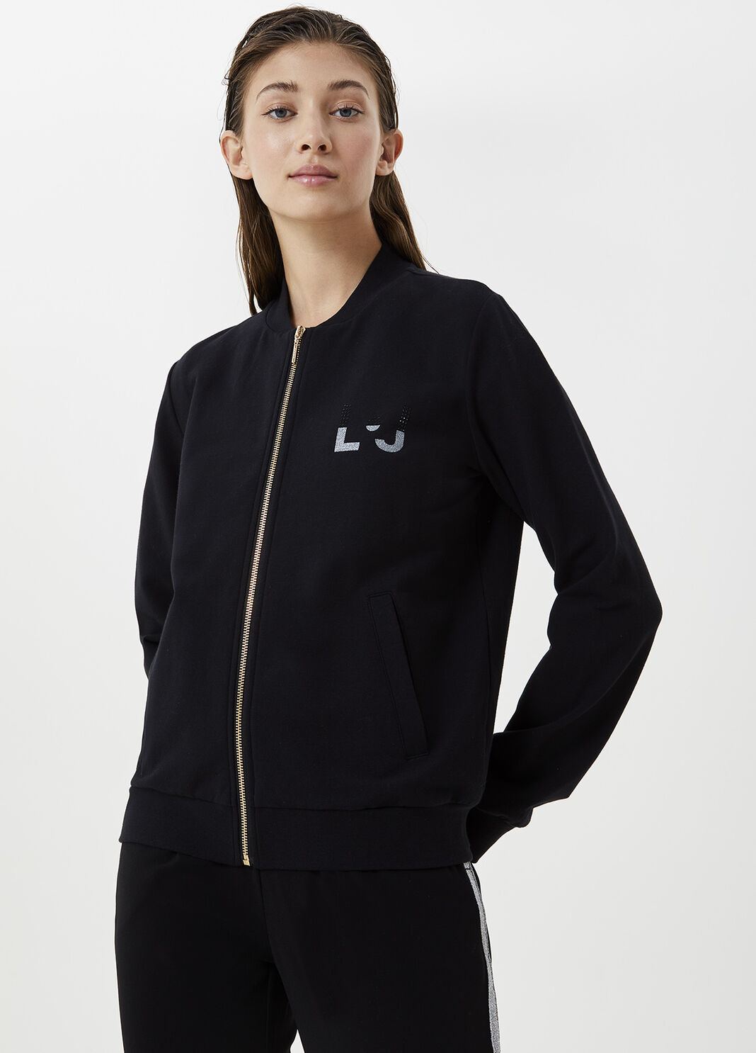 Sweatshirt with zip and logo Black Liu Jo - large image number 0