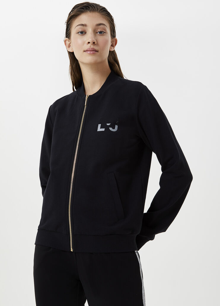 Sweatshirt with zip and logo Black Liu Jo - large image number 0 Sweatshirt with zip and logo Black Liu Jo - large image number 0