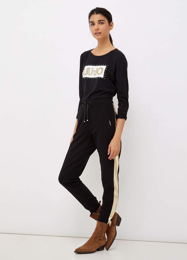 Pantalone con banda laminata nero Liu Jo - large image number 3