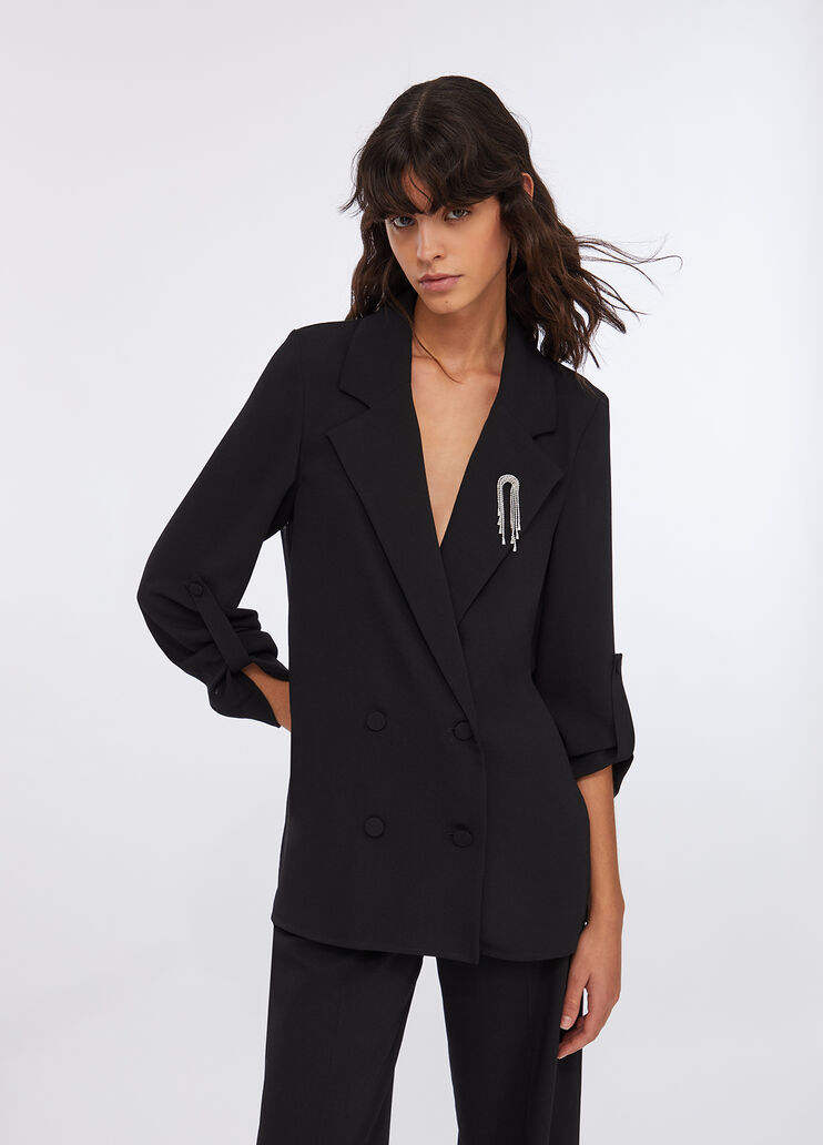 Envers satin blazer black Liu Jo - large image number 0 Envers satin blazer black Liu Jo - large image number 0