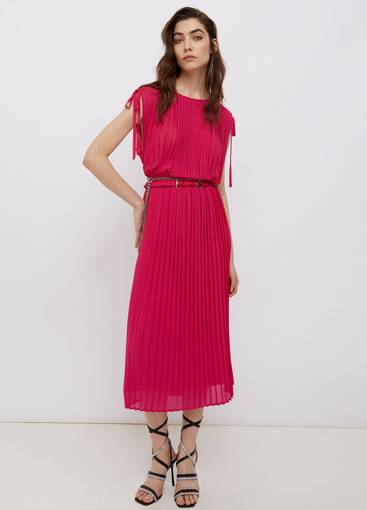 Eco-friendly pleated dress magenta Liu Jo - large image number 3 Eco-friendly pleated dress magenta Liu Jo - large image number 3
