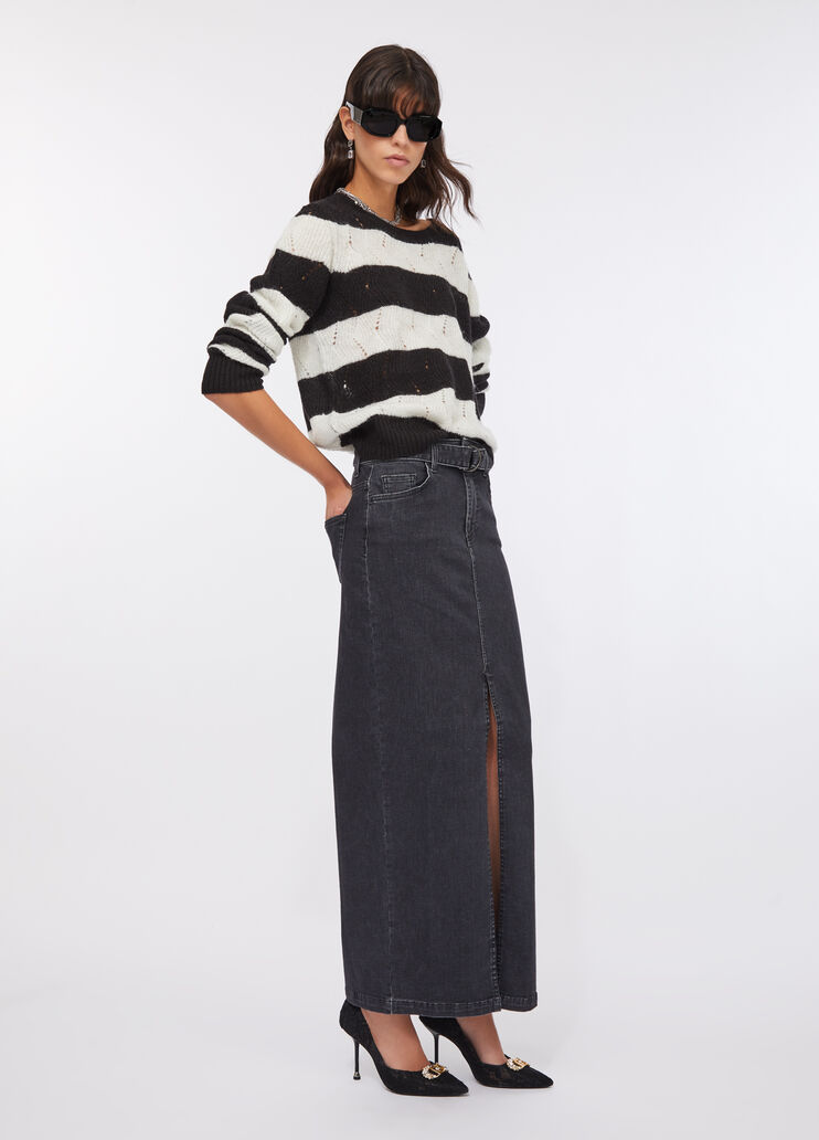 Striped wool and alpaca sweater black Liu Jo - large image number 5