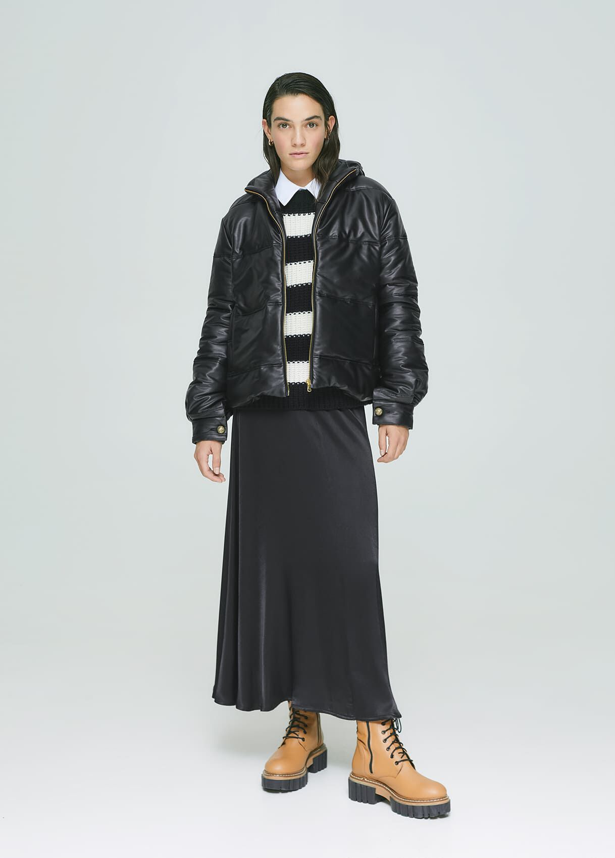 Padded hooded jacket black Clearance