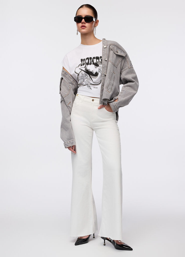 Flared trousers white wool Liu Jo - medium