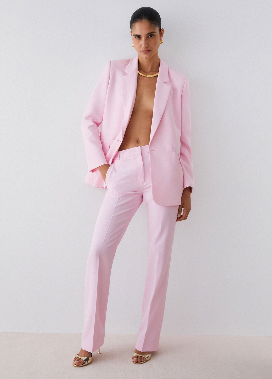 Stretch technical fabric trousers light pink Liu Jo - large image number 2