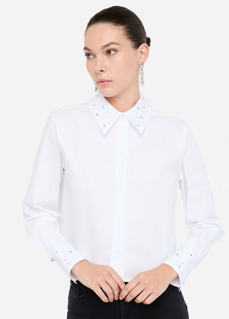Hemd aus Popeline mit Strass Weiß Liu Jo - large image number 2 Hemd aus Popeline mit Strass Weiß Liu Jo - large image number 2