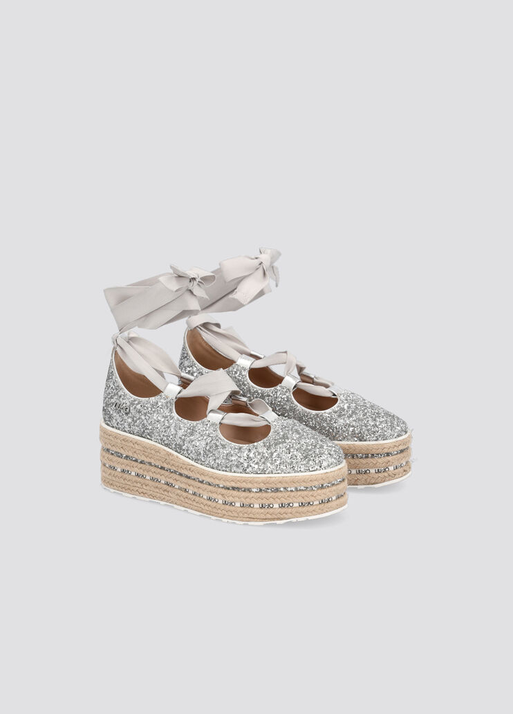 Espadrillas platform con glitter argento Liu Jo - large image number 1 Espadrillas platform con glitter argento Liu Jo - large image number 1