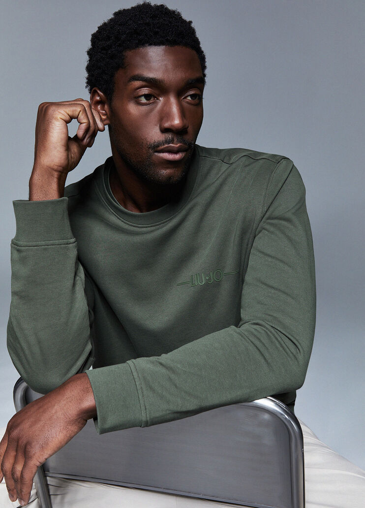 Sweatshirt with logo thyme green Liu Jo - medium