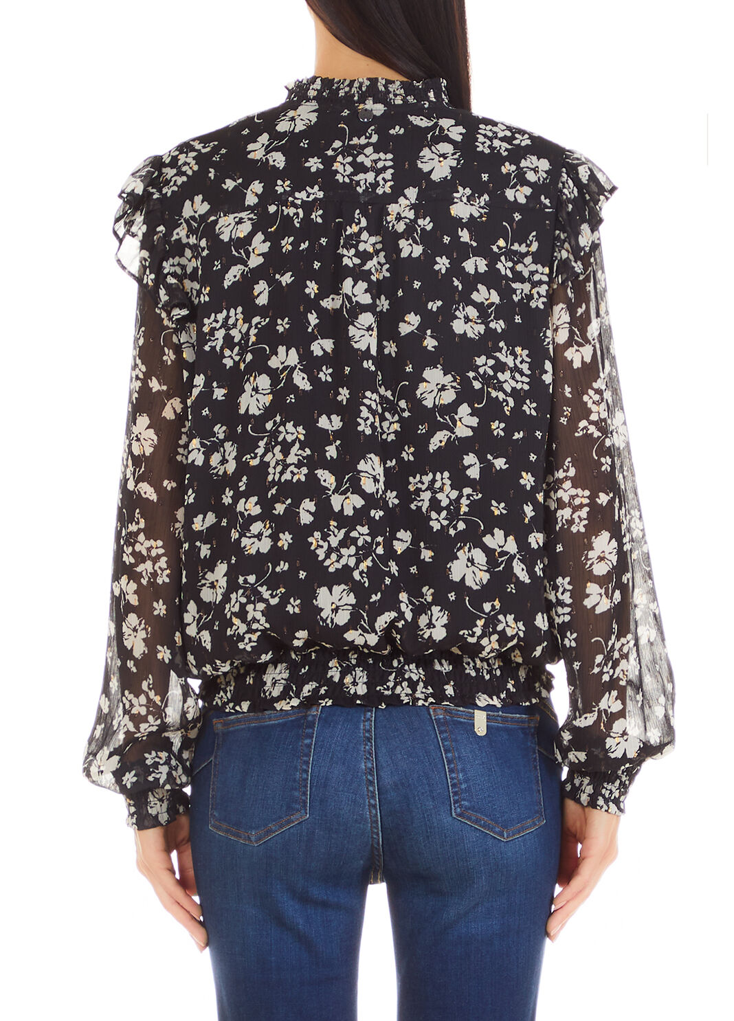 Blusa in fil coup&eacute; nero/fiori bianchi Liu Jo - large image number 1