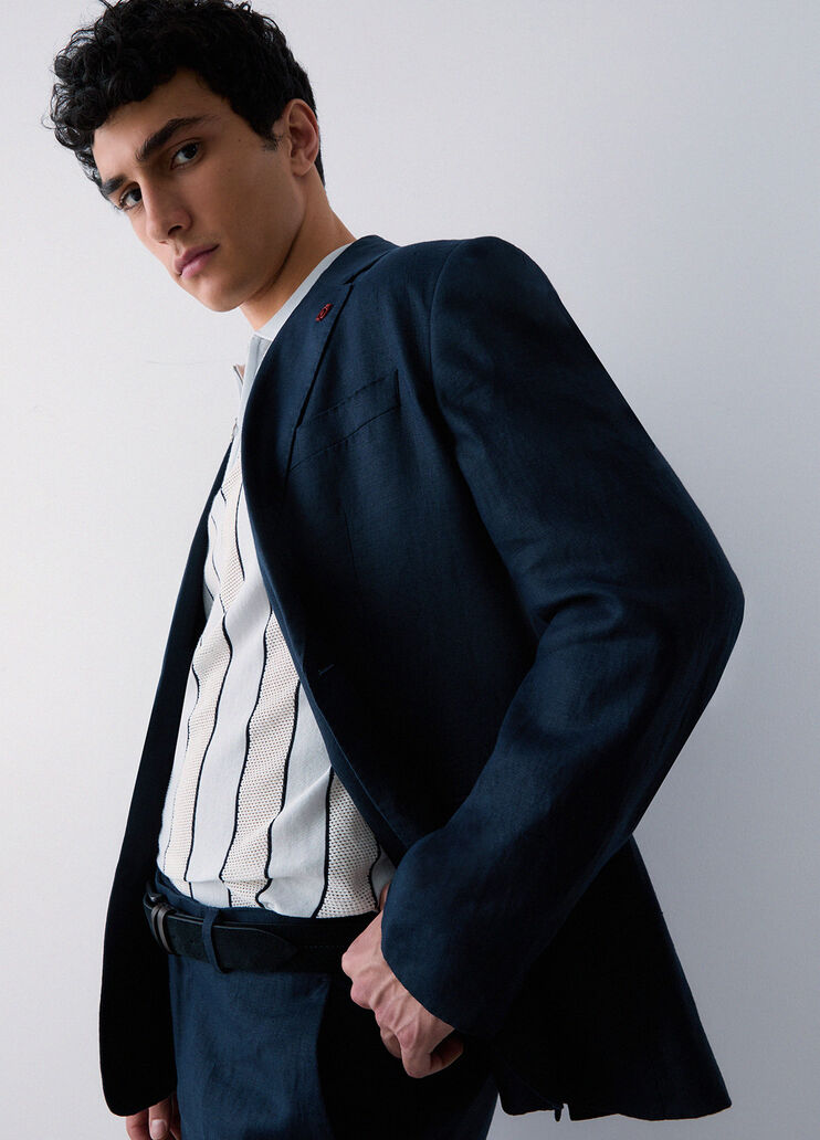 100% linen elegant jacket blue Liu Jo - medium