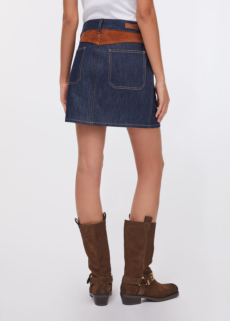 Minirock aus Denim mit Wildledereinsatz Klassische Waschung Liu Jo - large image number 1