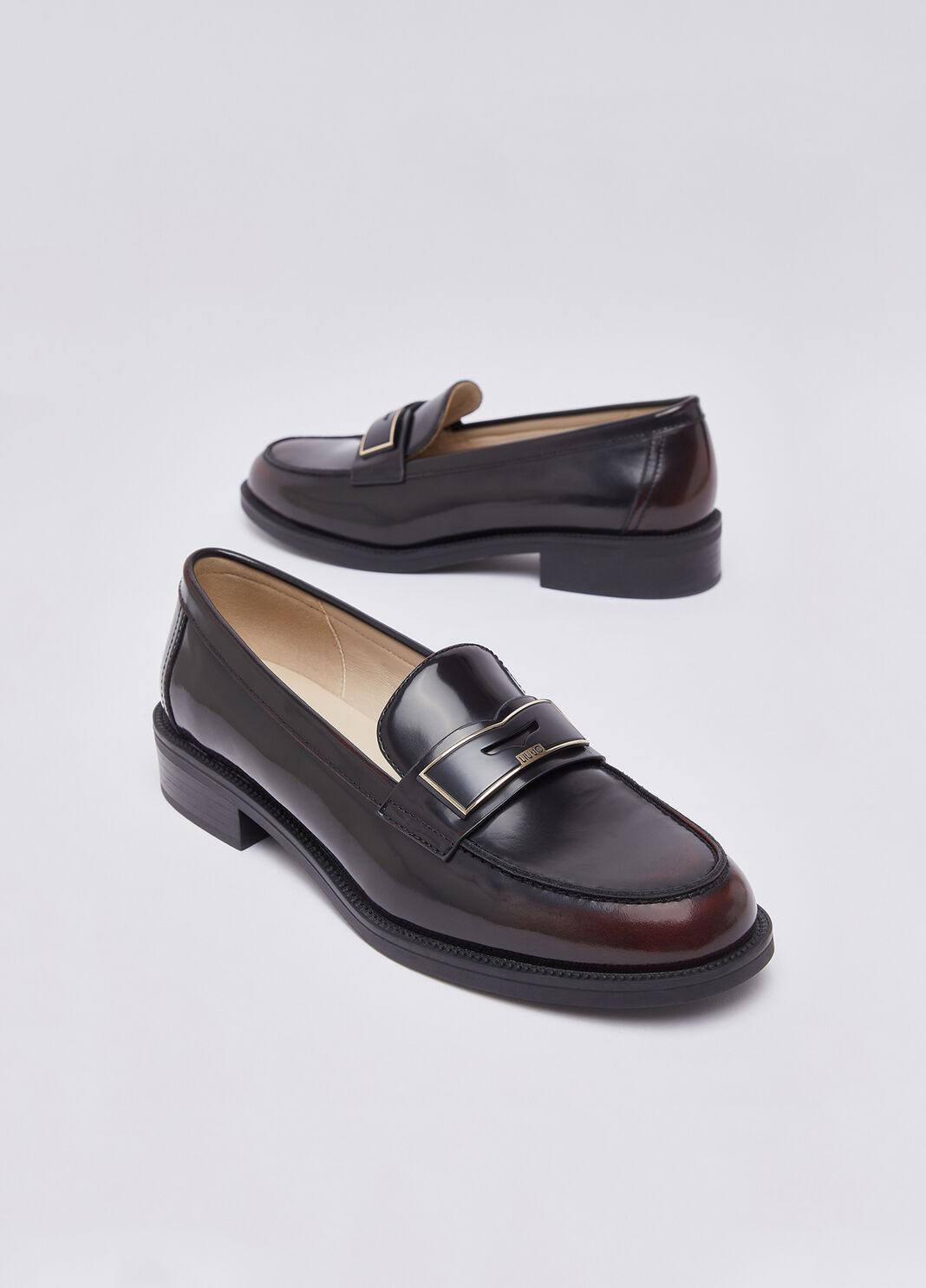 Mocassini in pelle spazzolata nero/bordeaux Liu Jo - large image number 7