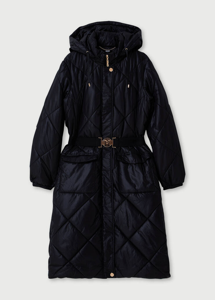 Long padded jacket with hood Black Liu Jo - large image number 4