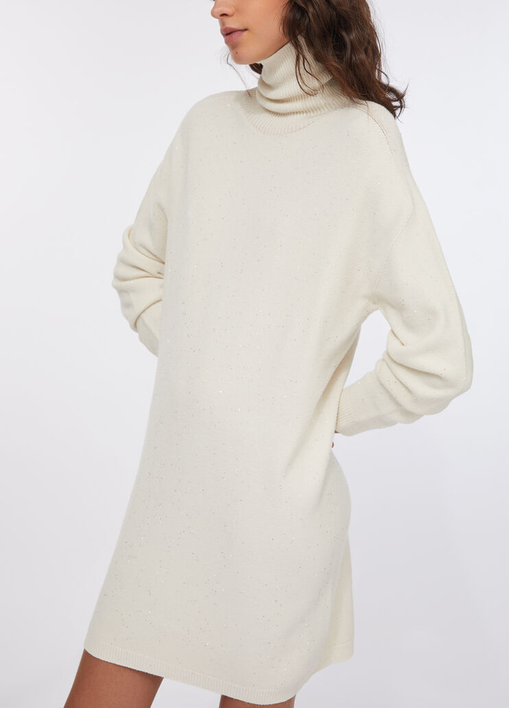 Strickkleid mit Mini-Pailletten Wollweiß Liu Jo - medium