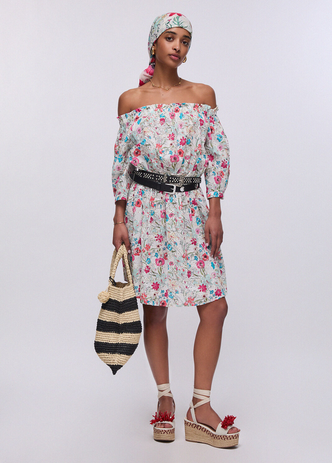 Kurzes Kleid mit Blumen Wei&szlig; mit Blumen Liu Jo - large image number 5