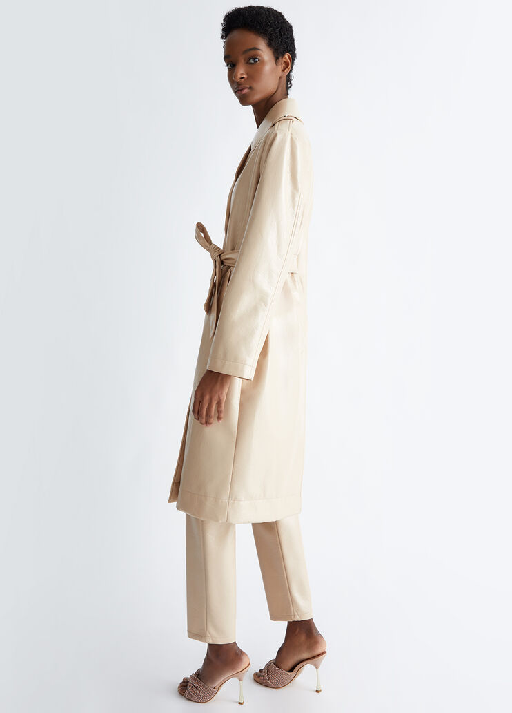 Coated fabric trench coat