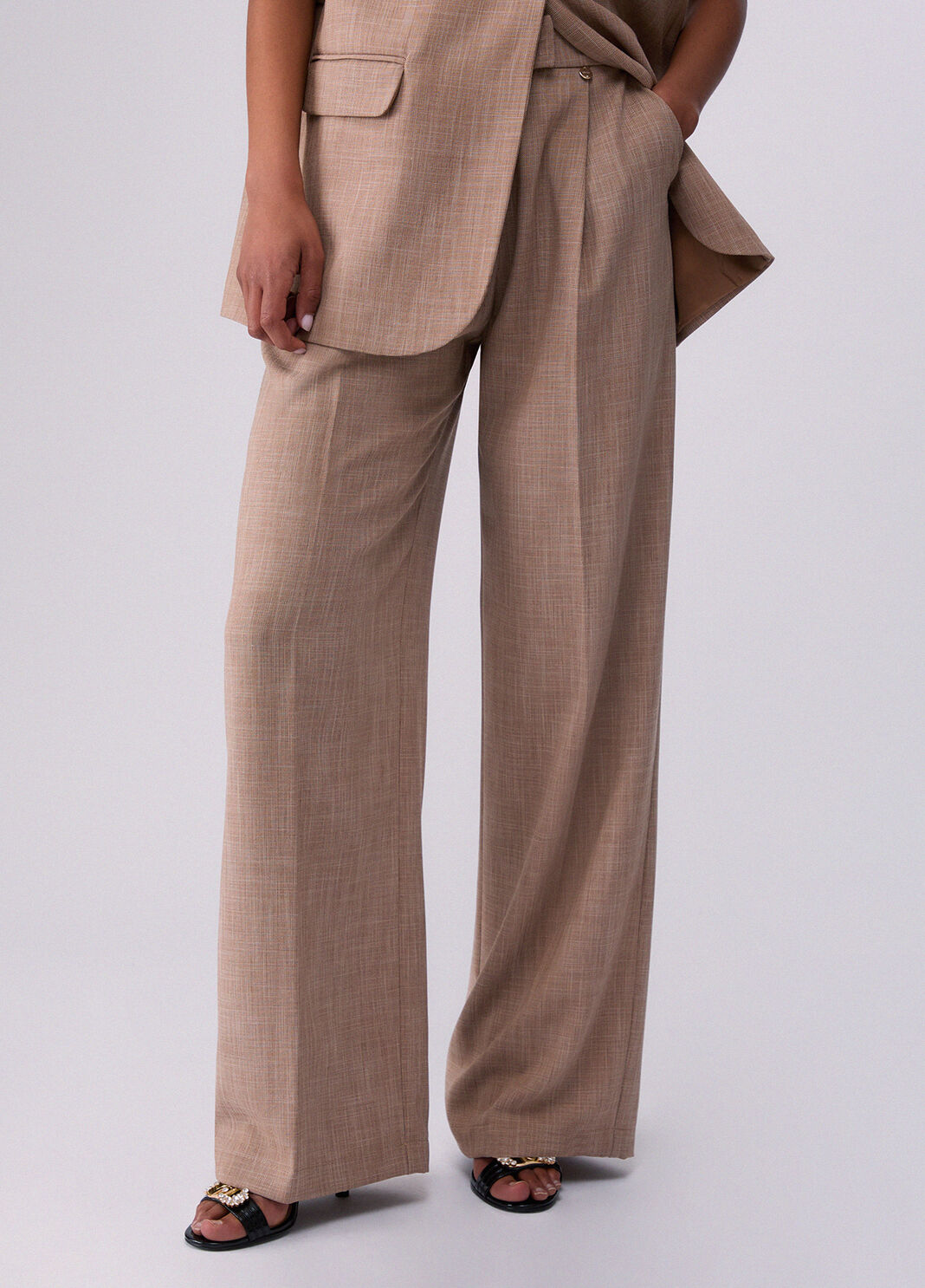 Palazzohose aus Melange-Stoff Biscuit Liu Jo - large image number 0