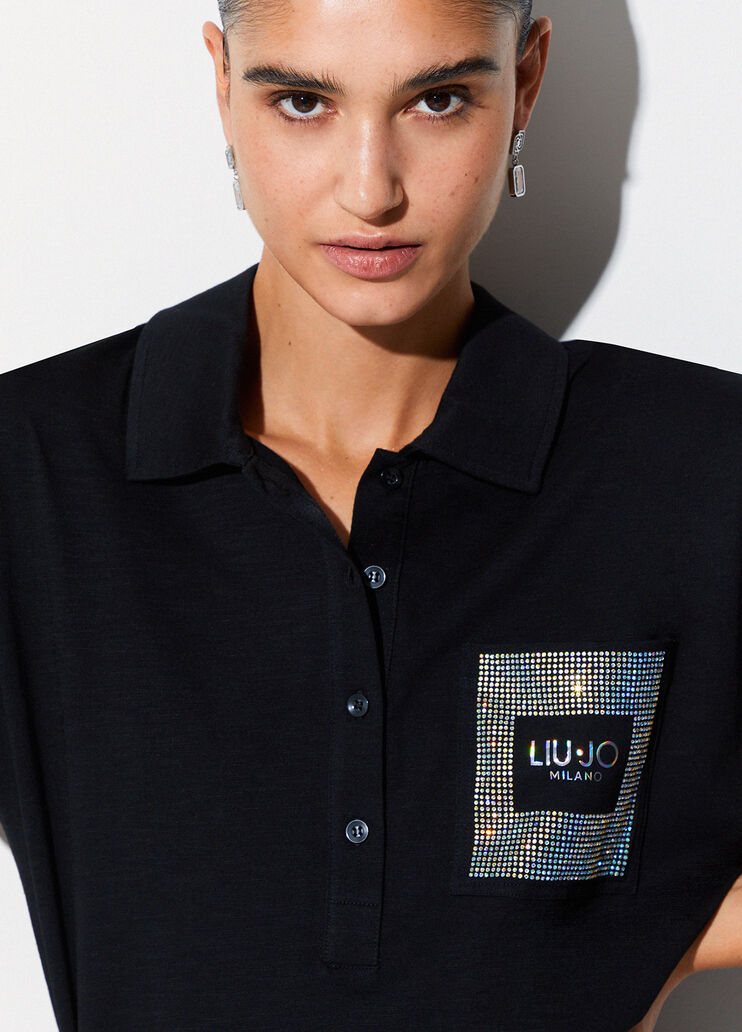 Polo con strass nero Liu Jo - medium