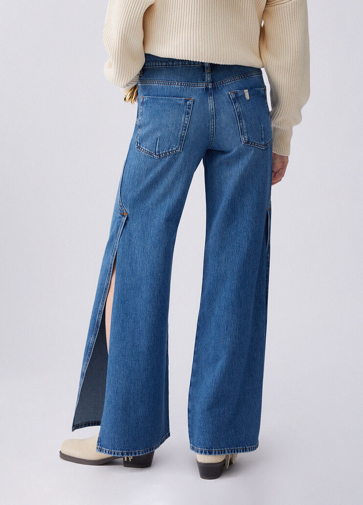 Flared jeans with side slits dark blue denim Liu Jo - large image number 1