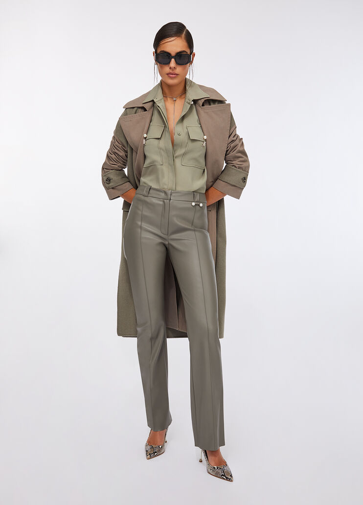 Coated fabric flared trousers asparagus Liu Jo - large image number 5 Coated fabric flared trousers asparagus Liu Jo - large image number 5