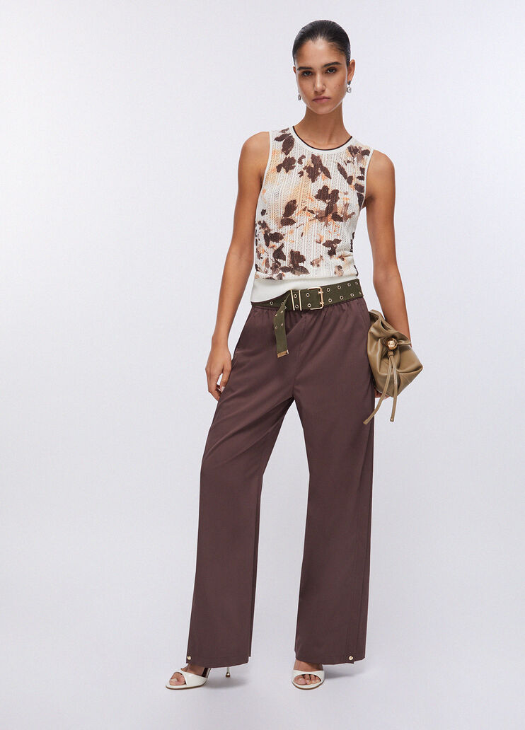 Top en maille perfor&eacute;e marron Liu Jo - large image number 5