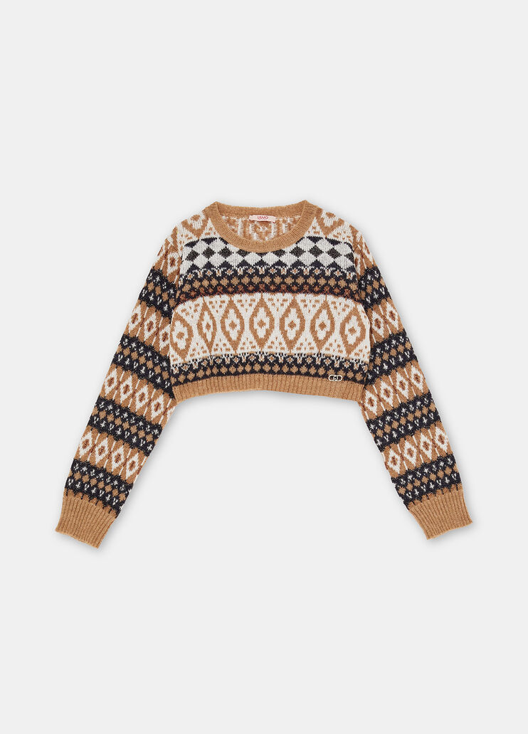 Jersey de alpaca jacquard beige Liu Jo - large image number 2 Jersey de alpaca jacquard beige Liu Jo - large image number 2