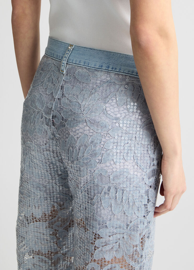 Flared lace trousers light denim Liu Jo - large image number 4 Flared lace trousers light denim Liu Jo - large image number 4