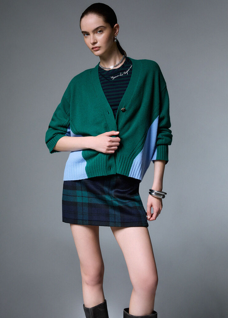 Colorblock-Wollcardigan gr&uuml;n Liu Jo - medium
