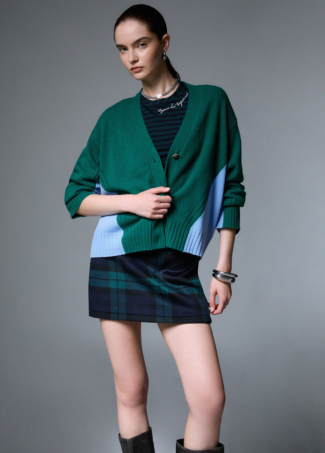 Colorblock-Wollcardigan gr&uuml;n Liu Jo - large image number 2