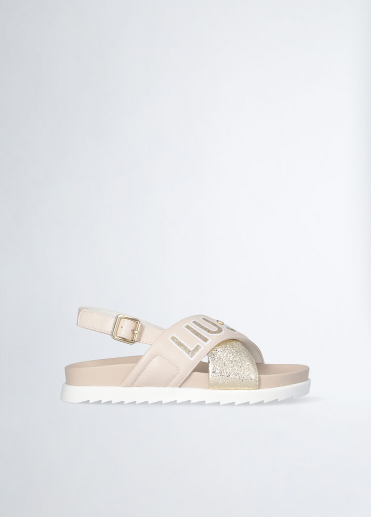 Girls’ sandals with maxi logo beige Liu Jo - medium Girls’ sandals with maxi logo beige Liu Jo - medium