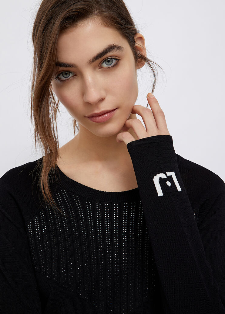 Sweater with micro studs black Liu Jo - large image number 2