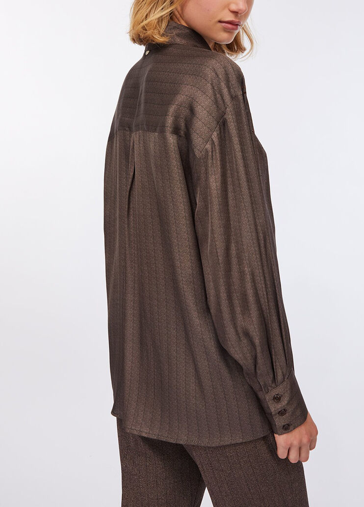 Satin shirt with rhinestones dark brown Liu Jo - medium