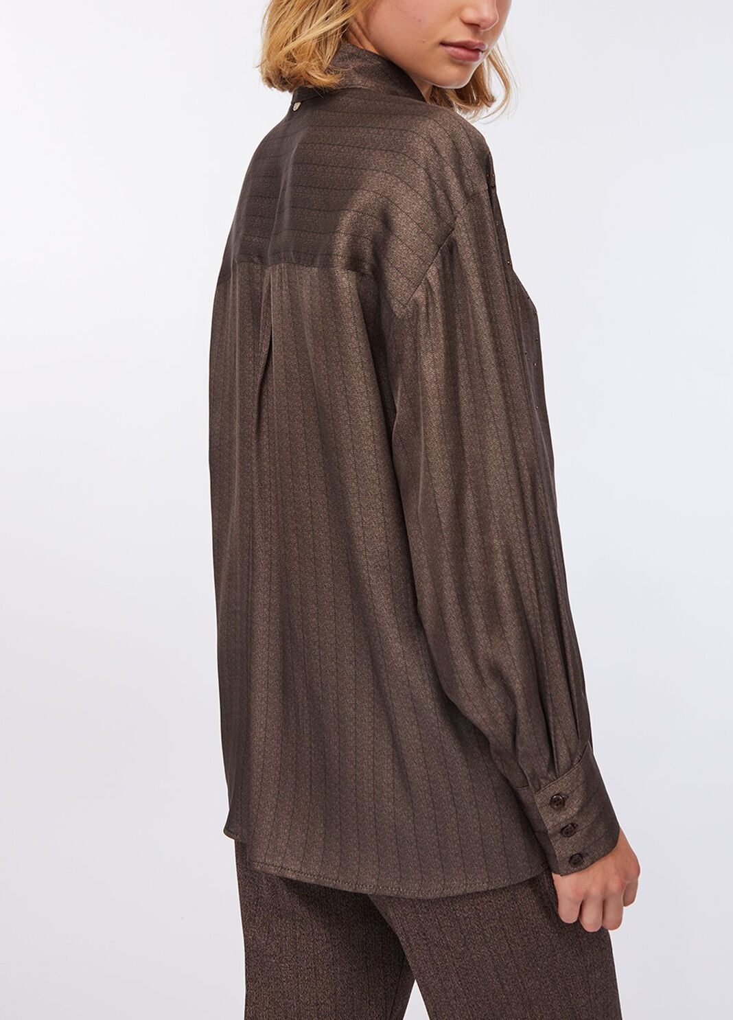 Satin shirt with rhinestones dark brown Liu Jo - large image number 1