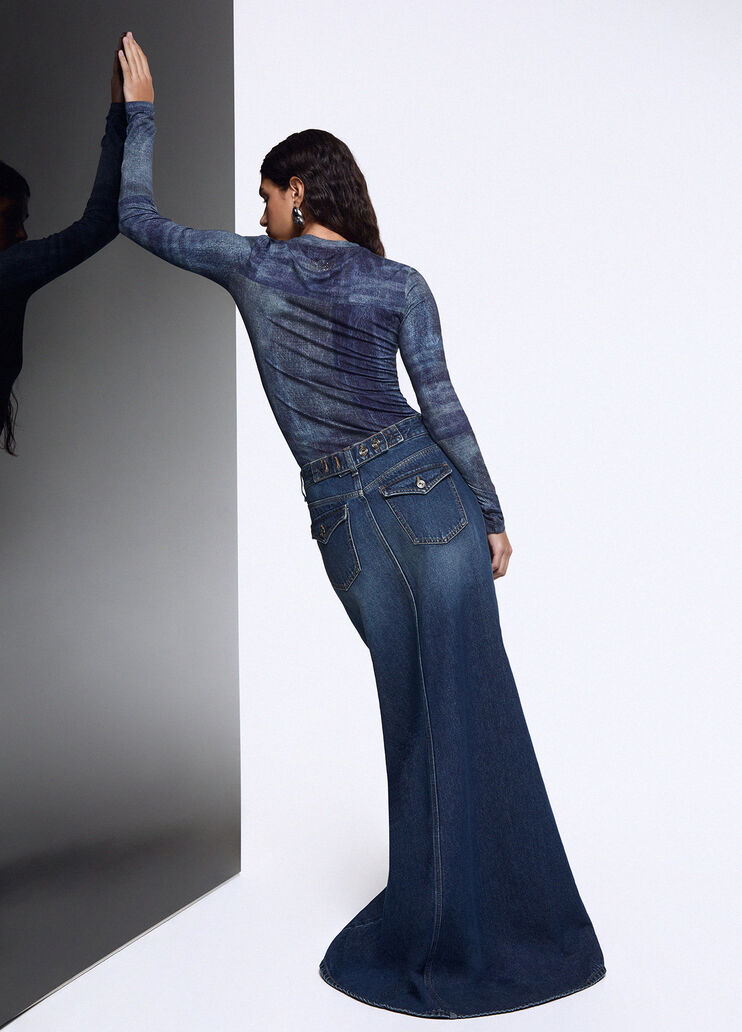 Langer Jeansrock mit Schlitz denimblau Liu Jo - medium