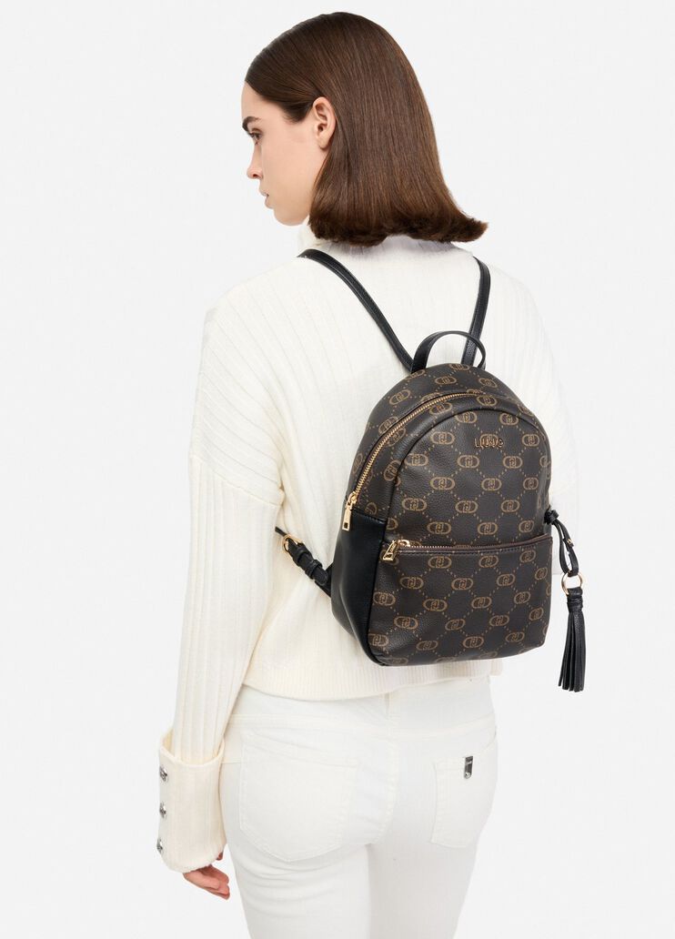 Medium backpack with logo black Liu Jo - medium Medium backpack with logo black Liu Jo - medium