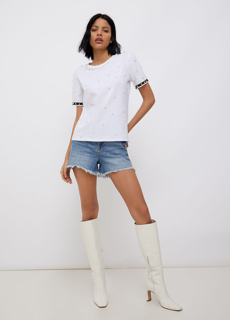 Eco-friendly T-shirt with beads optical white Liu Jo - large image number 3