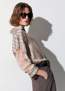トップス lui jewelry / shirt03 cream トップス lui jewelry / shirt03 cream Striped shirt with lace