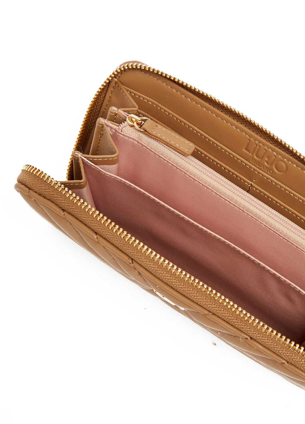 Large eco-friendly wallet in matelass&eacute; hazelnut Liu Jo - large image number 1