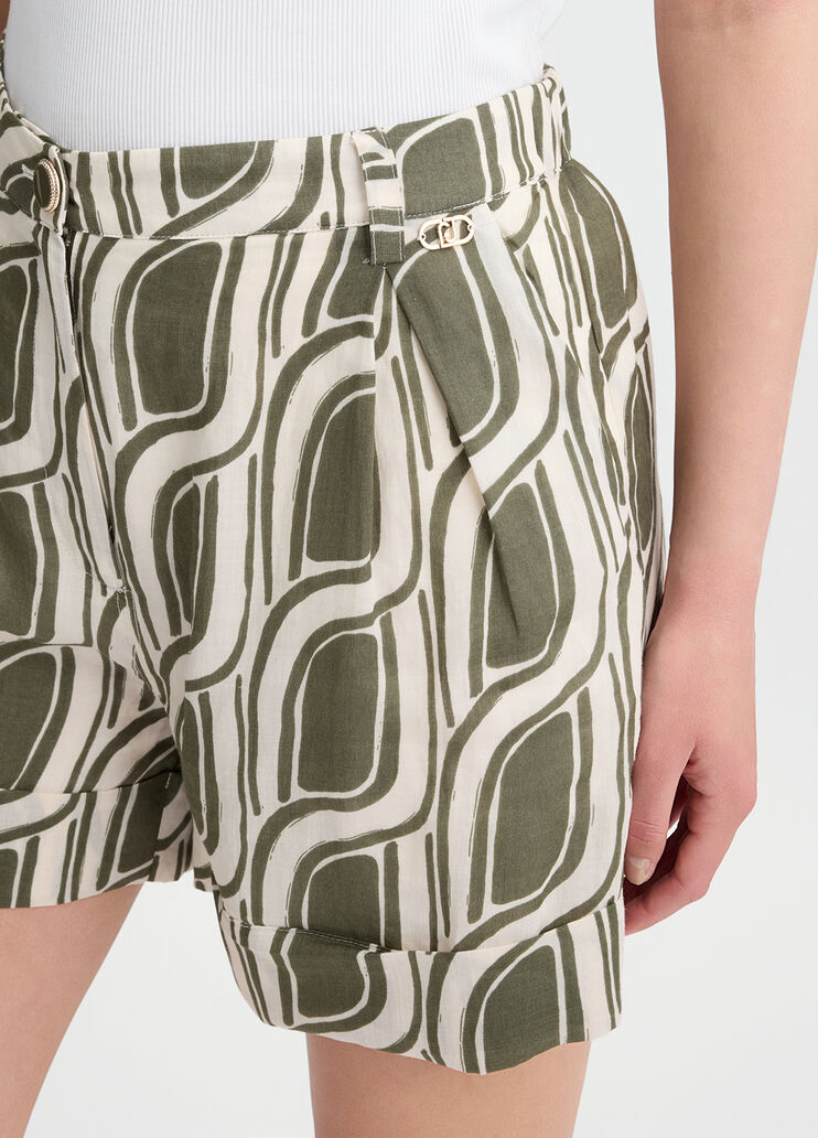 Printed ramie shorts green Liu Jo - large image number 2 Printed ramie shorts green Liu Jo - large image number 2