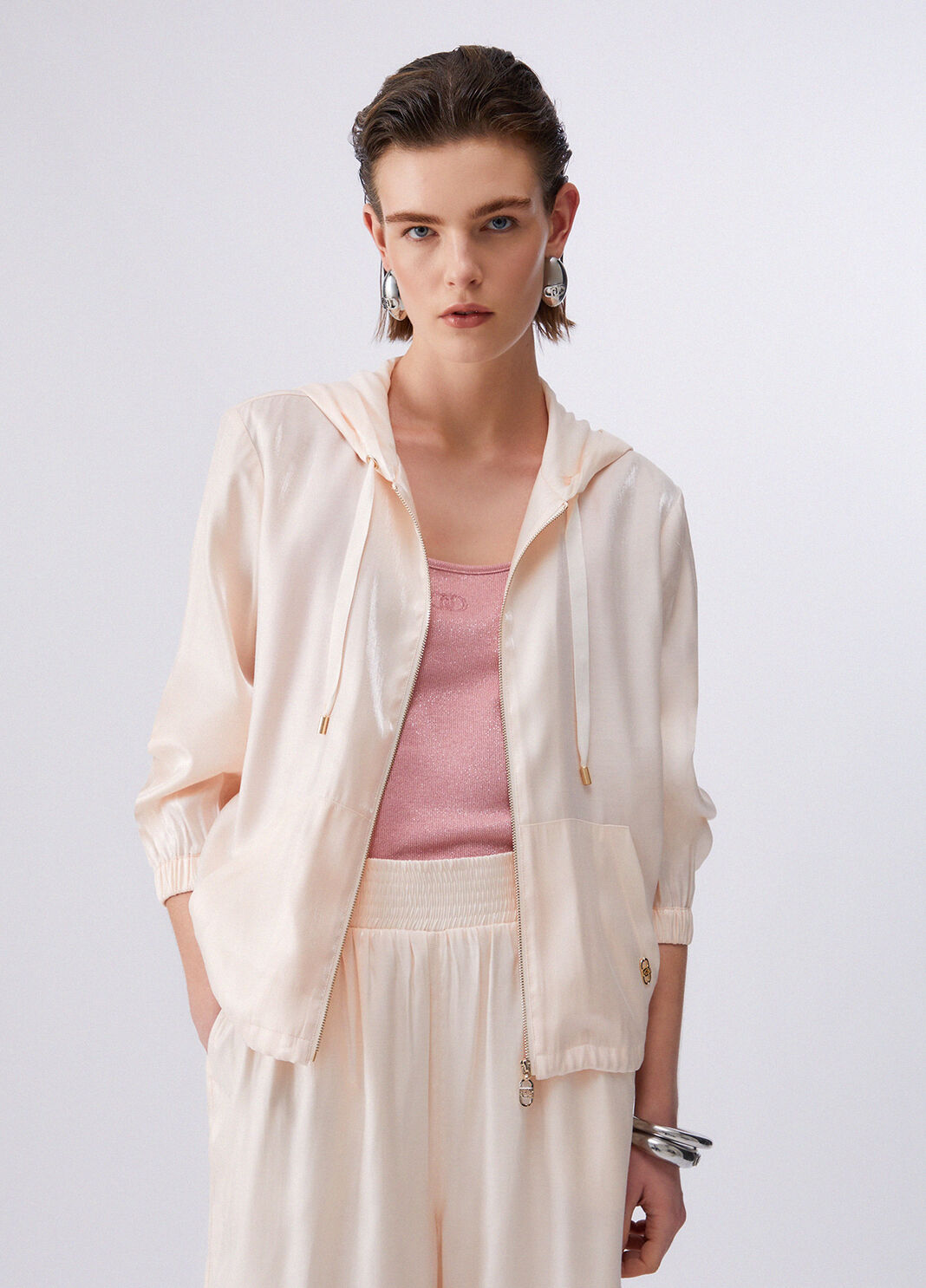 Laminated hooded jacket champagne Liu Jo - large image number 0