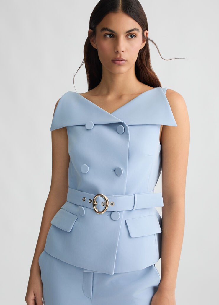 Double-breasted waistcoat with belt light blue Liu Jo - large image number 2 Double-breasted waistcoat with belt light blue Liu Jo - large image number 2