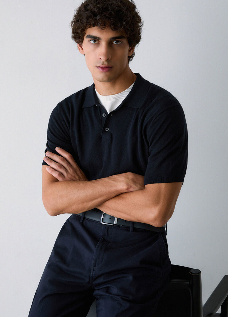 Polo shirt in cotton and silk dark blue Liu Jo - medium