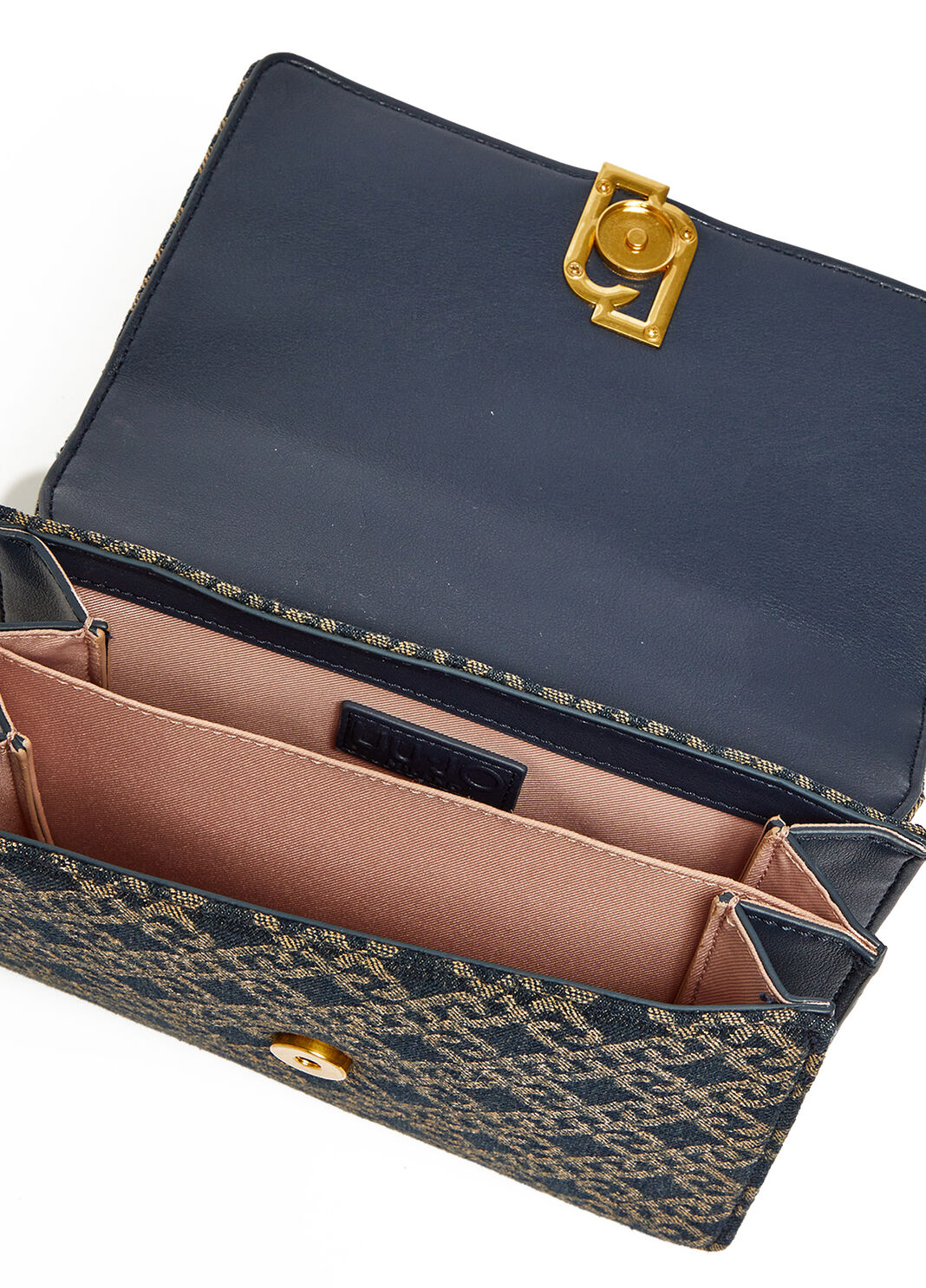 Borsa a mano con logo jacquard e strass denim Liu Jo - large image number 3