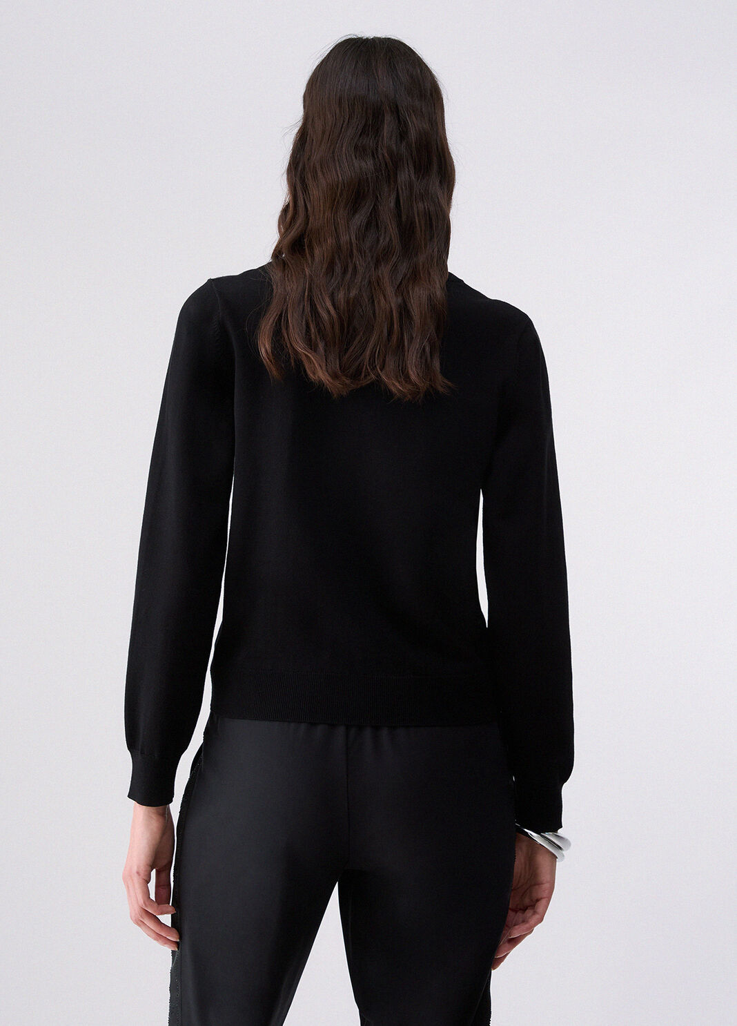 Sweater with monogram logo black/monogram Liu Jo - large image number 1