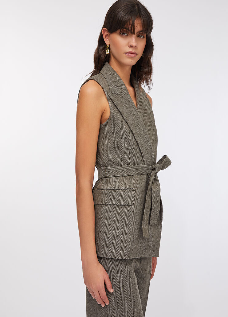 Chevron vest with belt dark beige Liu Jo - large image number 4
